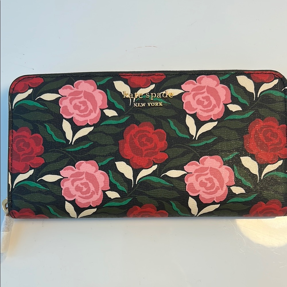 Kate Spade Black and Pink Floral Wallet
